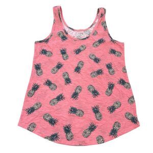LOFT Pink Cotton Pineapple Tank Top